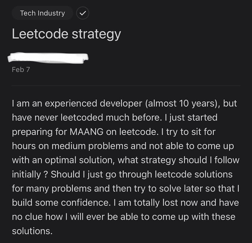 Leetcode Strategy Question from Engineer on Blind