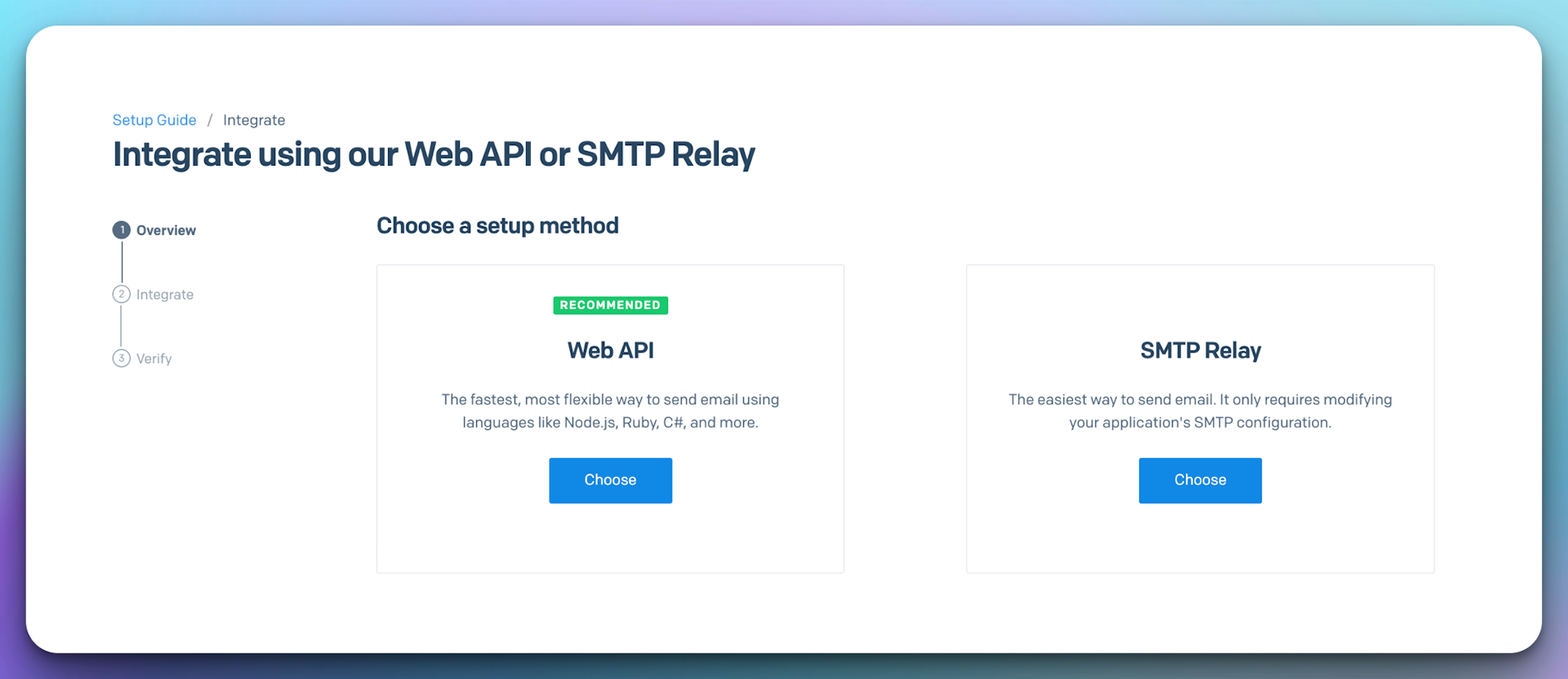 Web API or SMTP  Relay option