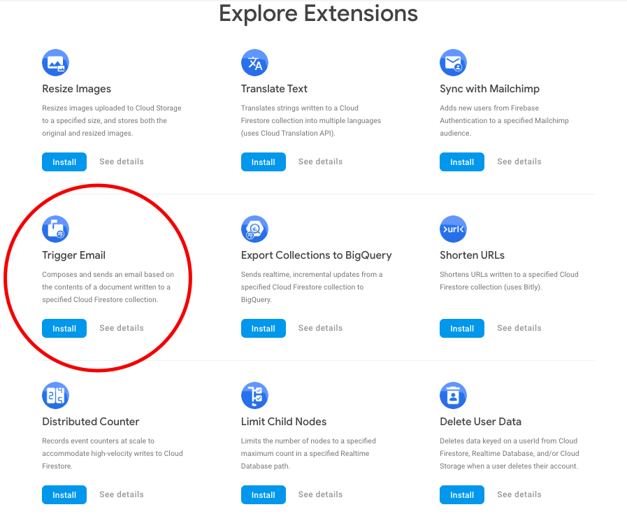 Explore Extensions Firebase