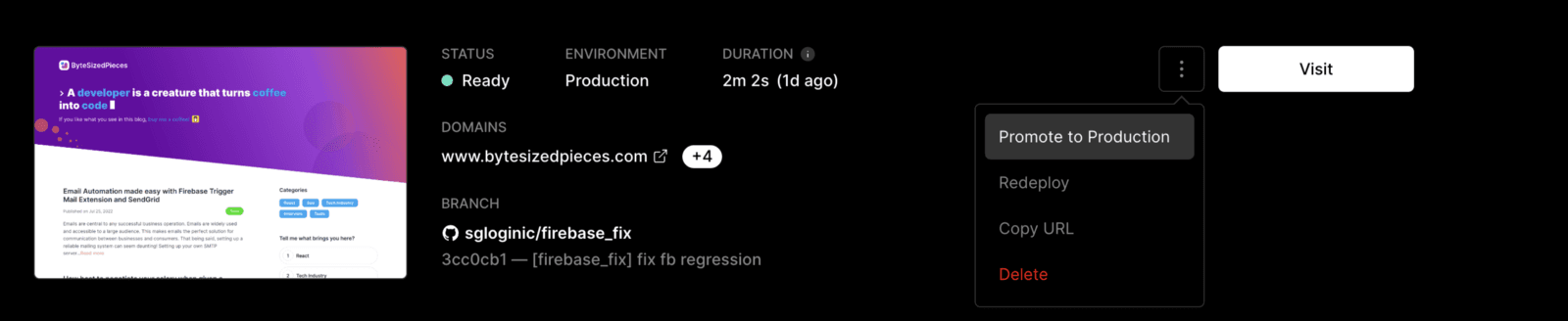 Promote a staging build to production