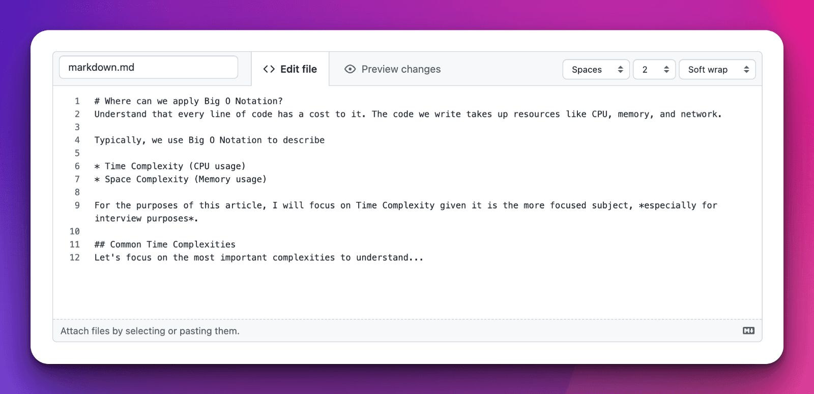 Standard Markdown for Big O' Notation Article