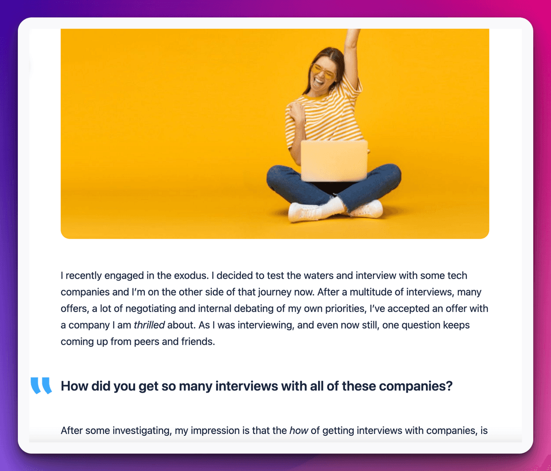 rendered visual of get-an-interview-with-any-company-you-want.mdx blog post