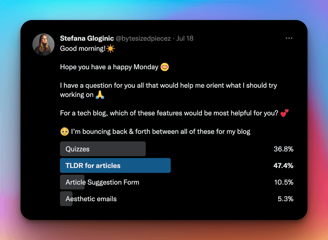 Twitter Poll for Blog Feature Set