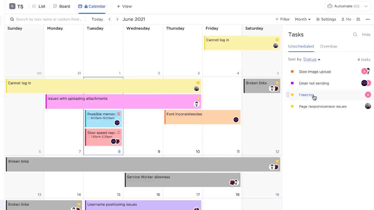 ClickUp Calendar View